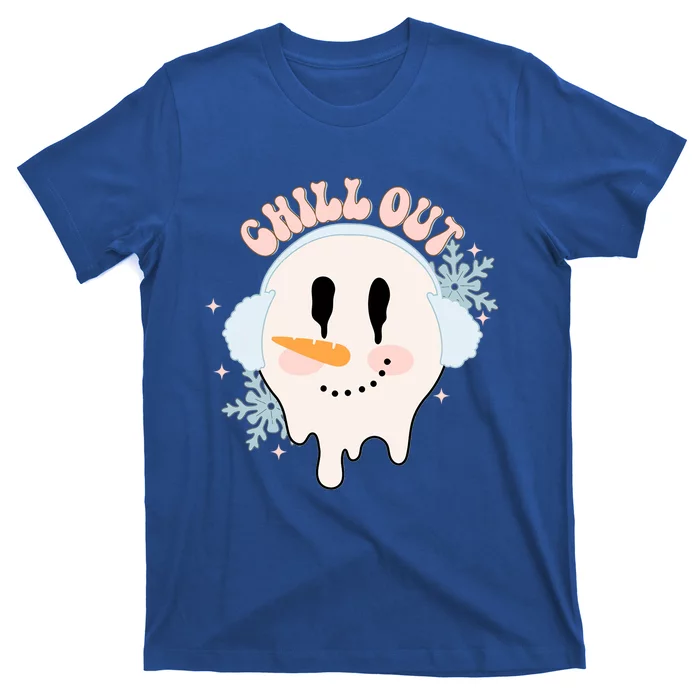 Chill Out Christmas With Snow Groovy Vibes Snowflake Xmas Cool Gift T-Shirt