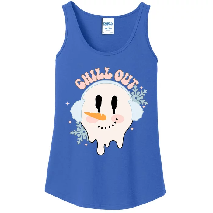 Chill Out Christmas With Snow Groovy Vibes Snowflake Xmas Cool Gift Ladies Essential Tank