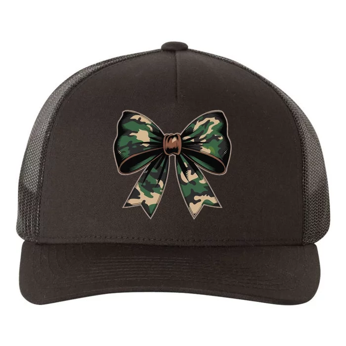 Camouflage Old Camo Bow Camo Coquette Bow Hunting Gift Yupoong Adult 5-Panel Trucker Hat