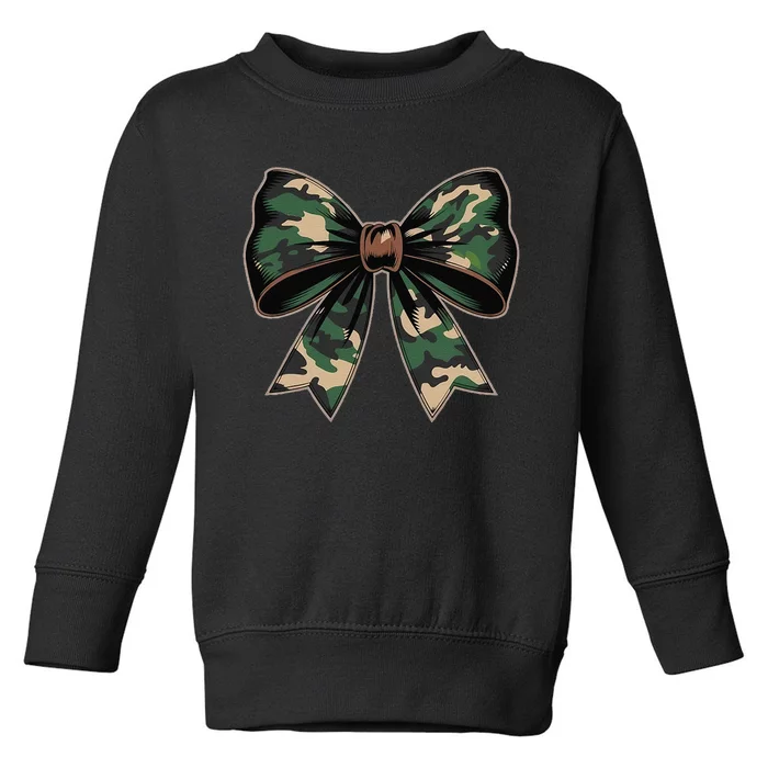 Camouflage Old Camo Bow Camo Coquette Bow Hunting Gift Toddler Sweatshirt