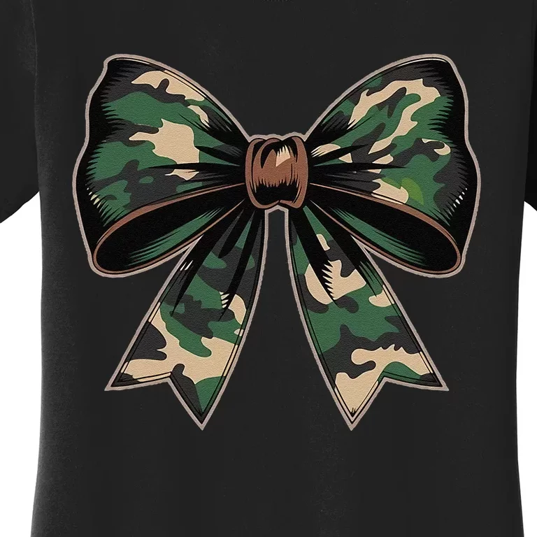 Camouflage Old Camo Bow Camo Coquette Bow Hunting Gift Women's T-Shirt