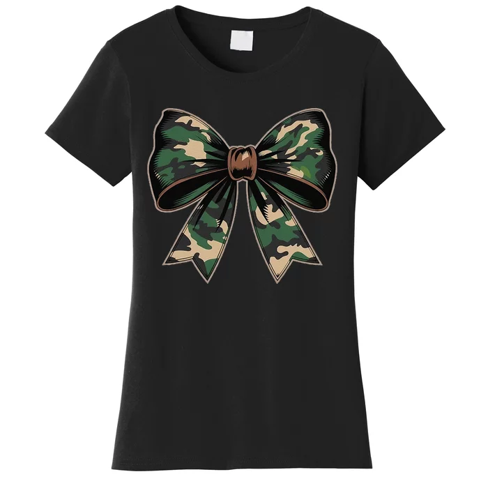 Camouflage Old Camo Bow Camo Coquette Bow Hunting Gift Women's T-Shirt