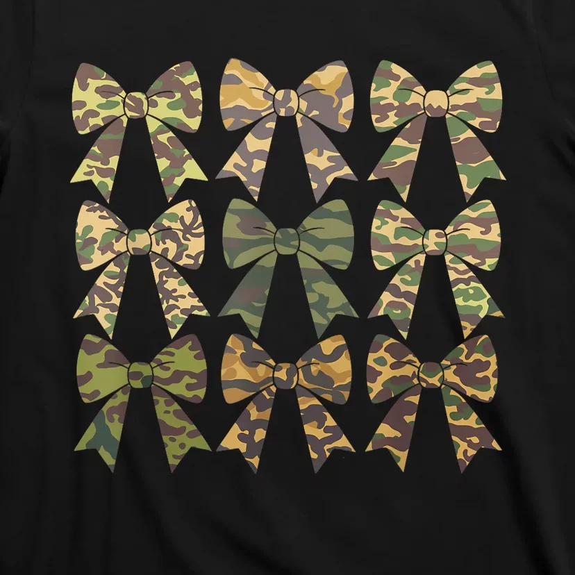 Camouflage Old Camo Bow Camo Coquette Bow Hunting Women Girl T-Shirt