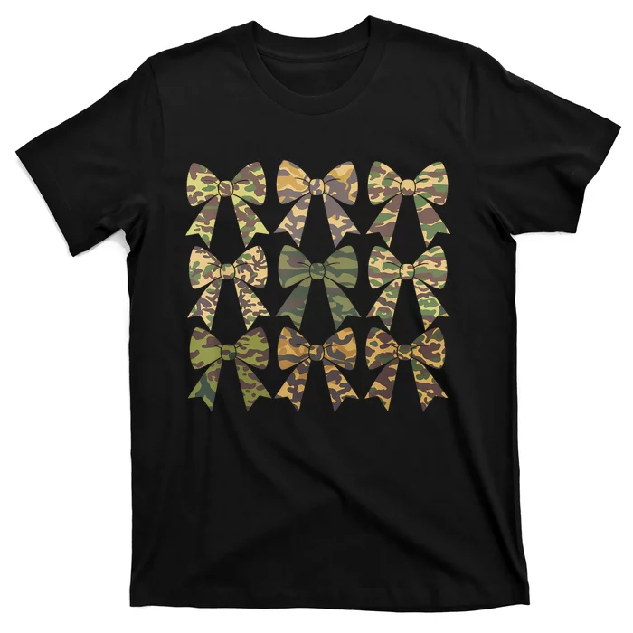 Camouflage Old Camo Bow Camo Coquette Bow Hunting Women Girl T-Shirt