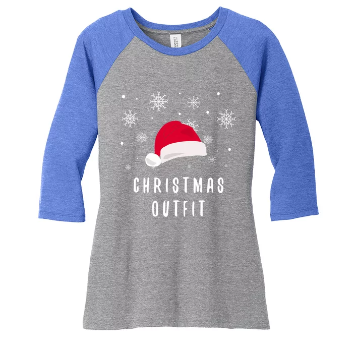 Christmas Outfit Christmas Hat Snowflakes Xmas Christmas Gift Women's Tri-Blend 3/4-Sleeve Raglan Shirt