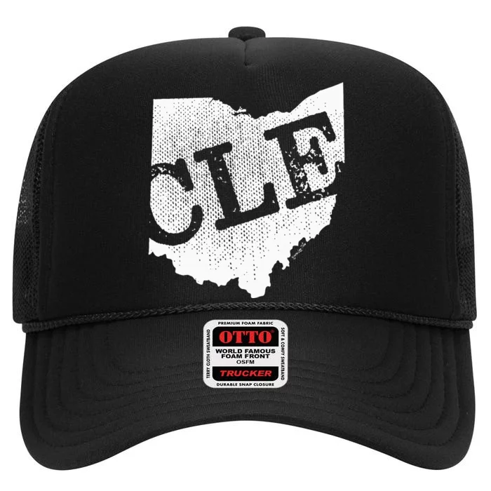 Cle Ohio Cleveland High Crown Mesh Trucker Hat