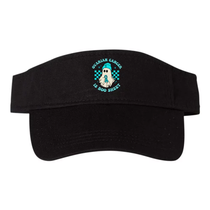 Cute Ovarian Cancer Is Boo Sheet Halloween Ghost Teal Ribbon Valucap Bio-Washed Visor