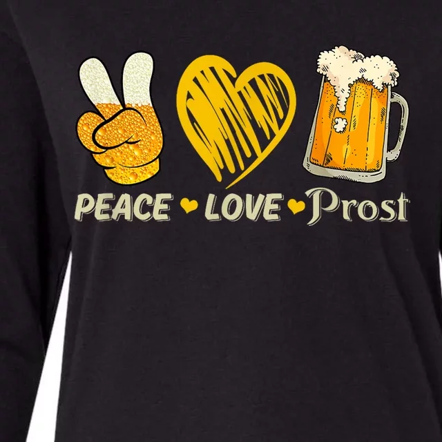 Cute Oktoberfest Costume Peace Love Prost Prost Oktoberfest Womens Cotton Relaxed Long Sleeve T-Shirt