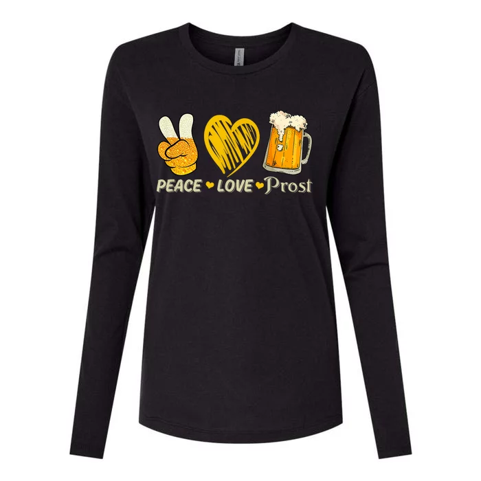 Cute Oktoberfest Costume Peace Love Prost Prost Oktoberfest Womens Cotton Relaxed Long Sleeve T-Shirt