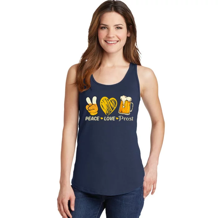 Cute Oktoberfest Costume Peace Love Prost Prost Oktoberfest Ladies Essential Tank