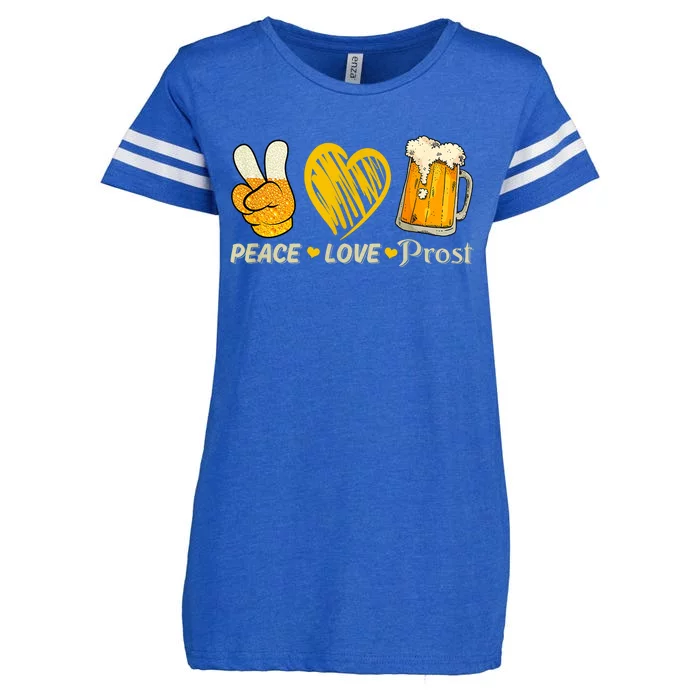 Cute Oktoberfest Costume Peace Love Prost Prost Oktoberfest Enza Ladies Jersey Football T-Shirt