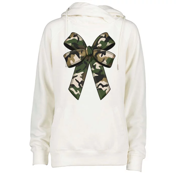 Camouflage Old Camo Bow Camo Coquette Bow Hunting Girl Women Womens Funnel Neck Pullover Hood