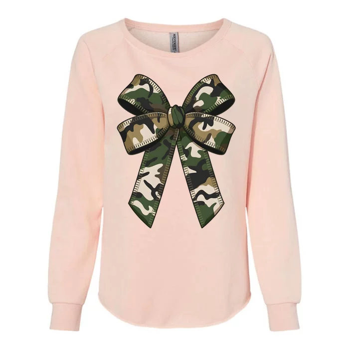 Camouflage Old Camo Bow Camo Coquette Bow Hunting Girl Women Womens California Wash Sweatshirt