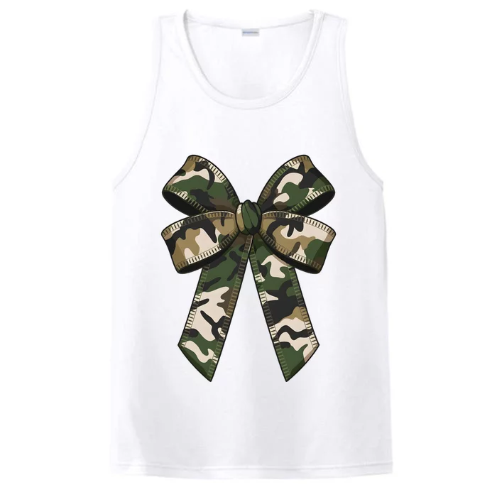 Camouflage Old Camo Bow Camo Coquette Bow Hunting Girl Women Performance Tank