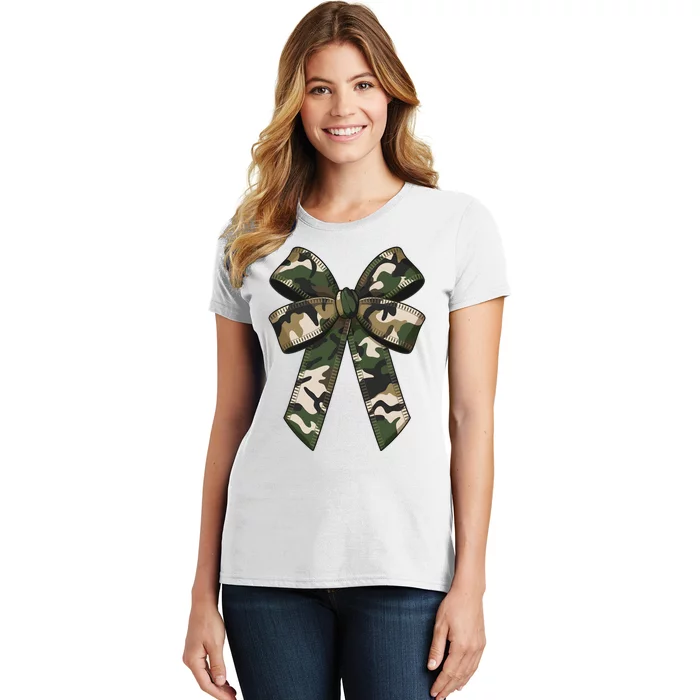 Camouflage Old Camo Bow Camo Coquette Bow Hunting Girl Women Women's T-Shirt