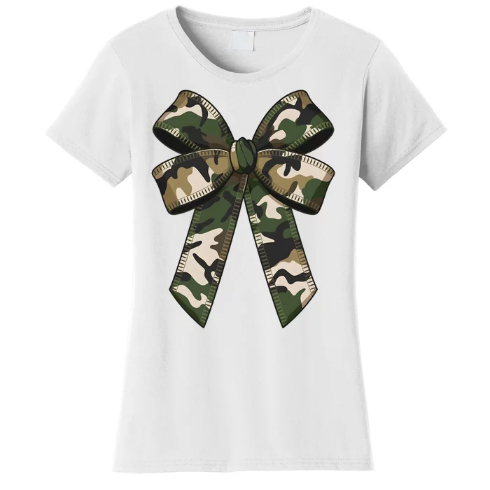 Camouflage Old Camo Bow Camo Coquette Bow Hunting Girl Women Women's T-Shirt