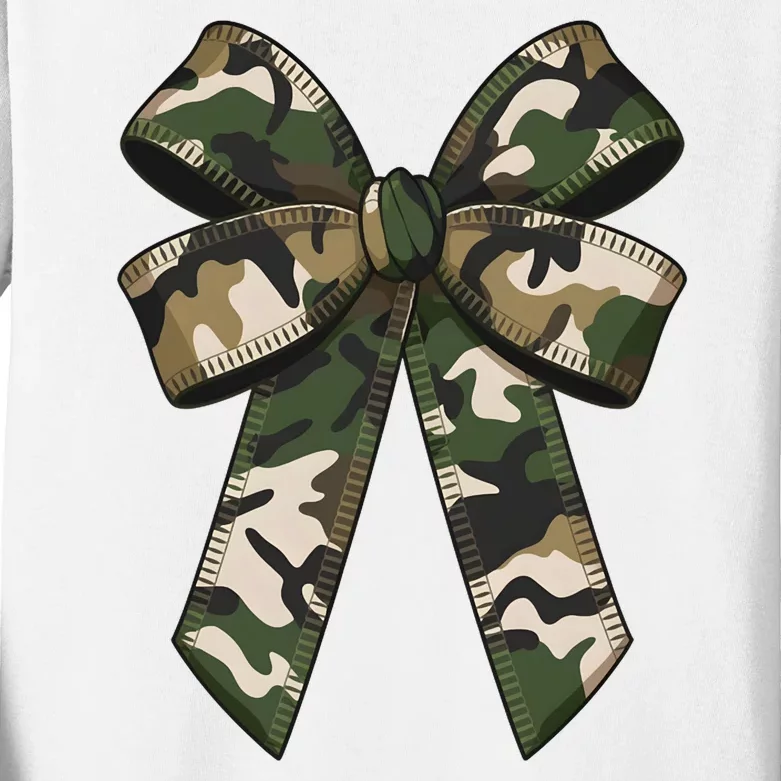 Camouflage Old Camo Bow Camo Coquette Bow Hunting Girl Women Kids Long Sleeve Shirt