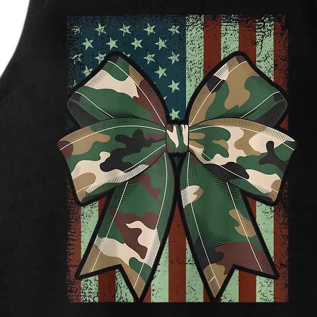 Camouflage Old Camo Bow Camo Coquette Bow Hunting Girl Women Ladies Tri-Blend Wicking Tank