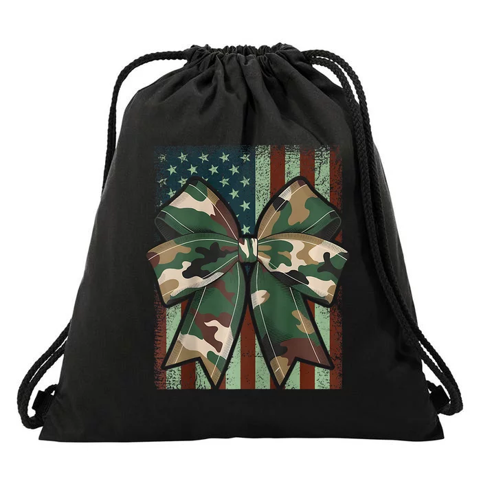 Camouflage Old Camo Bow Camo Coquette Bow Hunting Girl Women Drawstring Bag