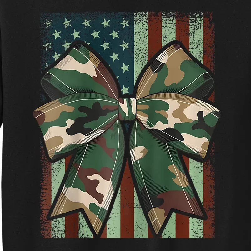 Camouflage Old Camo Bow Camo Coquette Bow Hunting Girl Women Tall Sweatshirt