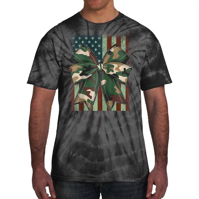 Camouflage Old Camo Bow Camo Coquette Bow Hunting Girl Women Tie-Dye T-Shirt