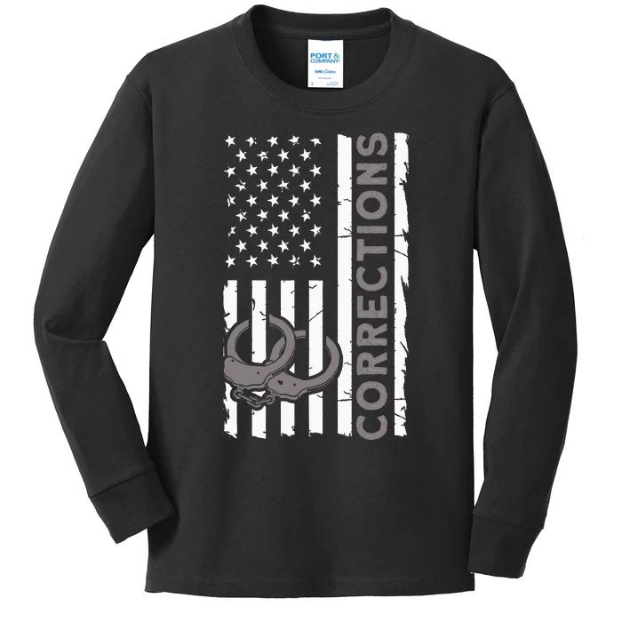 Correctional Officer Corrections Thin Silver Line Kids Long Sleeve Shirt