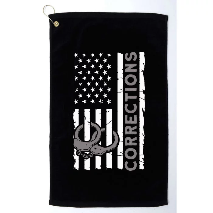 Correctional Officer Corrections Thin Silver Line Platinum Collection Golf Towel