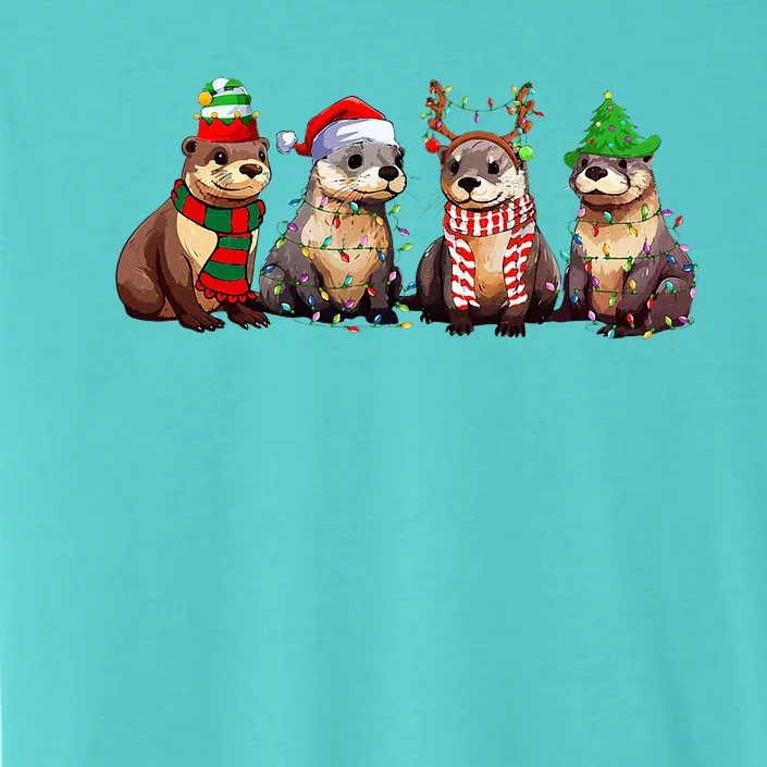 Cute Otter Christmas Pajama Funny Xmas Lights Animals Lover ChromaSoft Performance T-Shirt