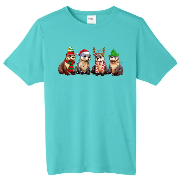 Cute Otter Christmas Pajama Funny Xmas Lights Animals Lover ChromaSoft Performance T-Shirt