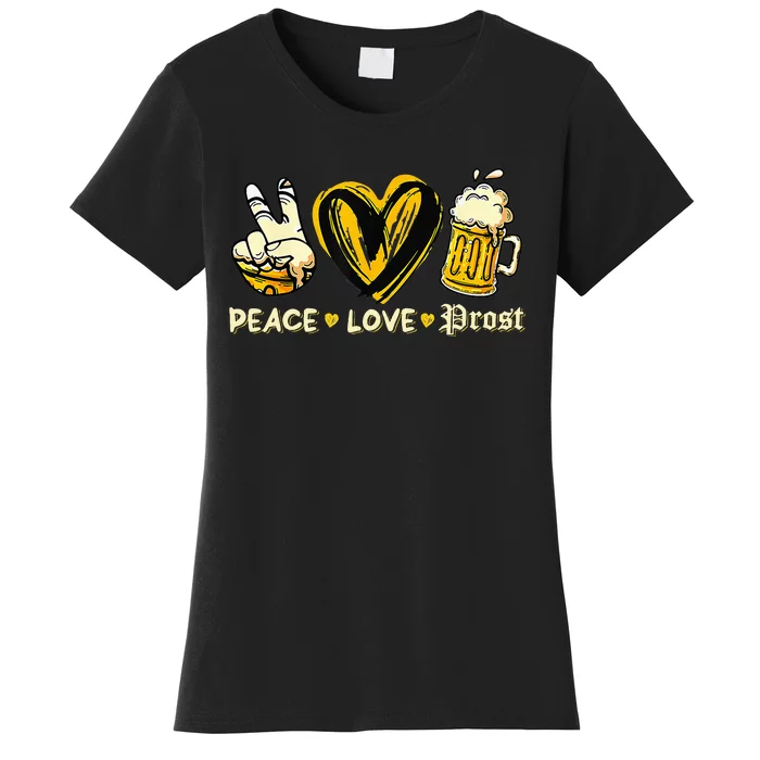 Cute Oktoberfest Costume Peace Love Prost Prost Oktoberfest Women's T-Shirt