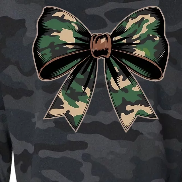 Camouflage Old Camo Bow Camo Coquette Bow Hunting Cropped Pullover Crew