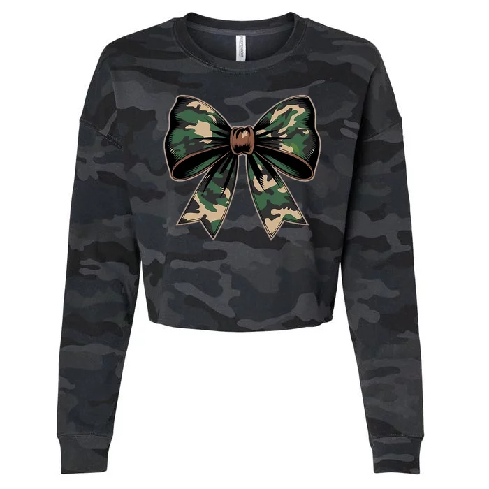 Camouflage Old Camo Bow Camo Coquette Bow Hunting Cropped Pullover Crew