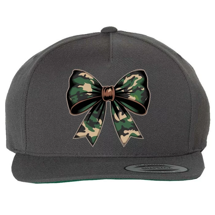 Camouflage Old Camo Bow Camo Coquette Bow Hunting Wool Snapback Cap