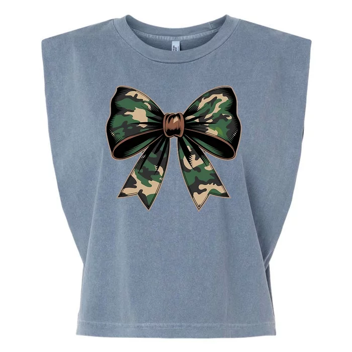 Camouflage Old Camo Bow Camo Coquette Bow Hunting Garment-Dyed Women's Muscle Tee