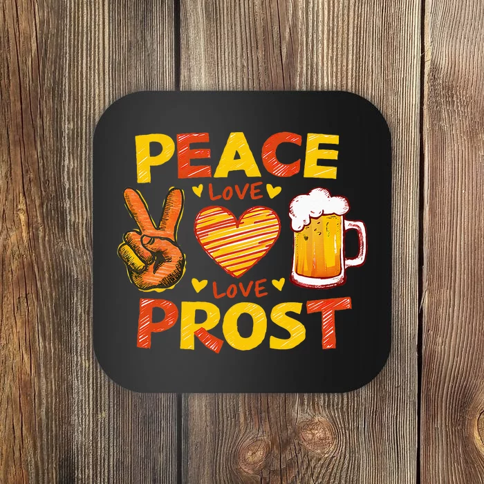 Cute Oktoberfest Costume Peace Love Prost Prost Oktoberfest Coaster