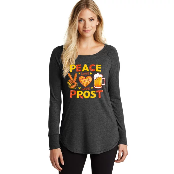 Cute Oktoberfest Costume Peace Love Prost Prost Oktoberfest Women's Perfect Tri Tunic Long Sleeve Shirt