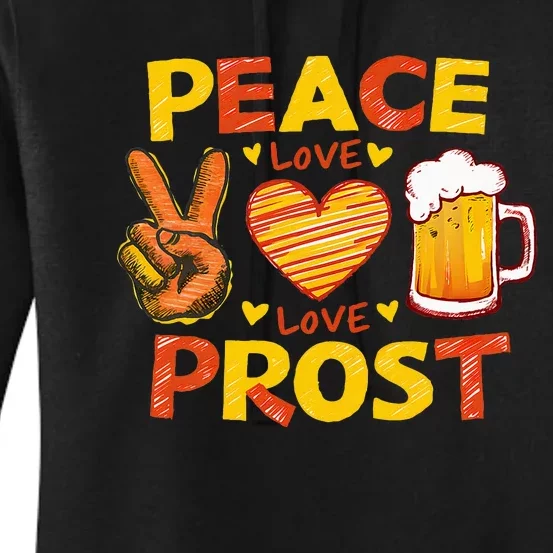 Cute Oktoberfest Costume Peace Love Prost Prost Oktoberfest Women's Pullover Hoodie