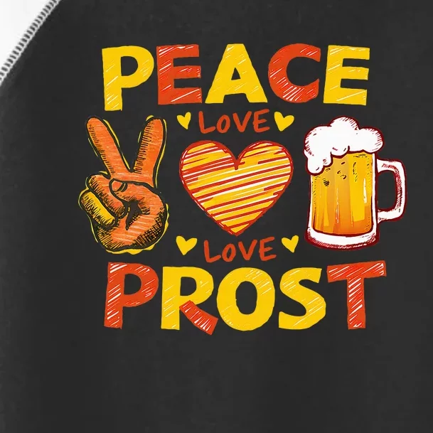 Cute Oktoberfest Costume Peace Love Prost Prost Oktoberfest Toddler Fine Jersey T-Shirt