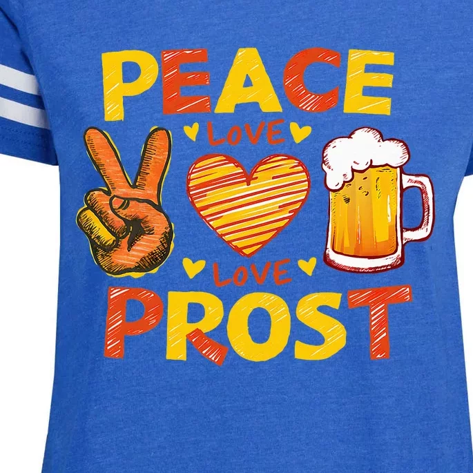 Cute Oktoberfest Costume Peace Love Prost Prost Oktoberfest Enza Ladies Jersey Football T-Shirt