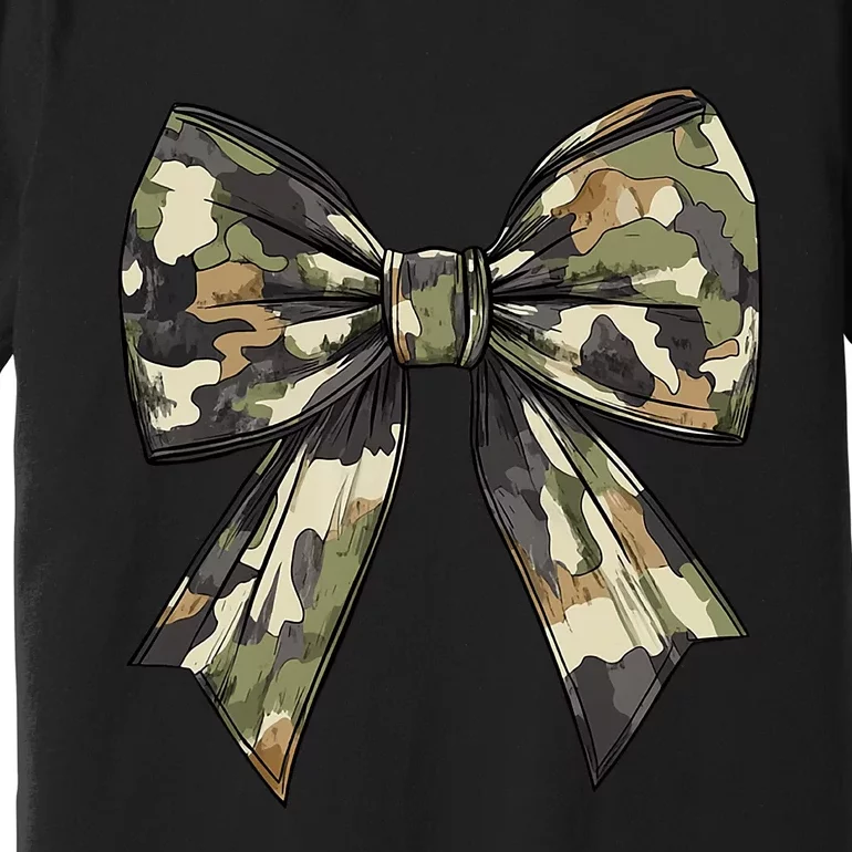 Camouflage Old Camo Bow Camo Coquette Bow Hunting Women Girl Premium T-Shirt