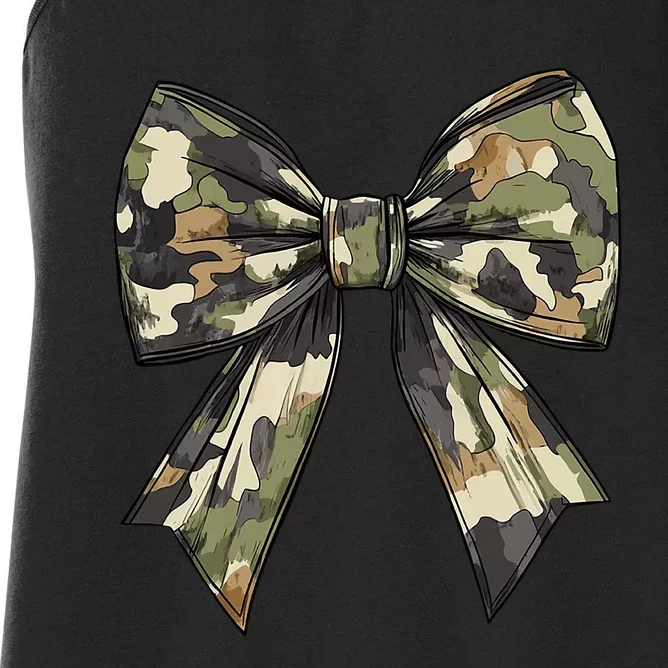 Camouflage Old Camo Bow Camo Coquette Bow Hunting Women Girl Women's Racerback Tank