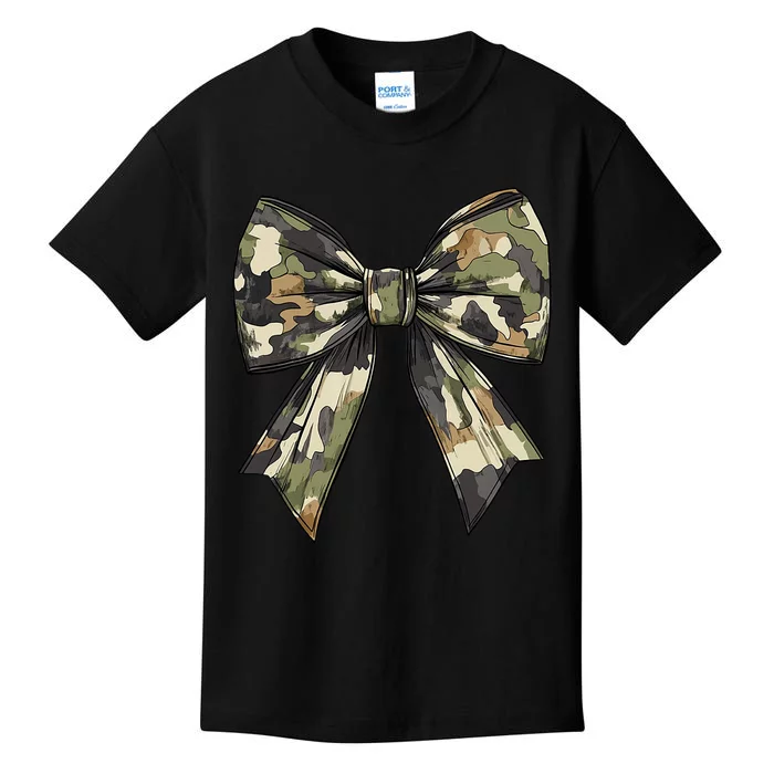 Camouflage Old Camo Bow Camo Coquette Bow Hunting Women Girl Kids T-Shirt