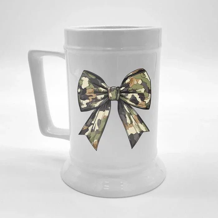 Camouflage Old Camo Bow Camo Coquette Bow Hunting Women Girl Front & Back Beer Stein