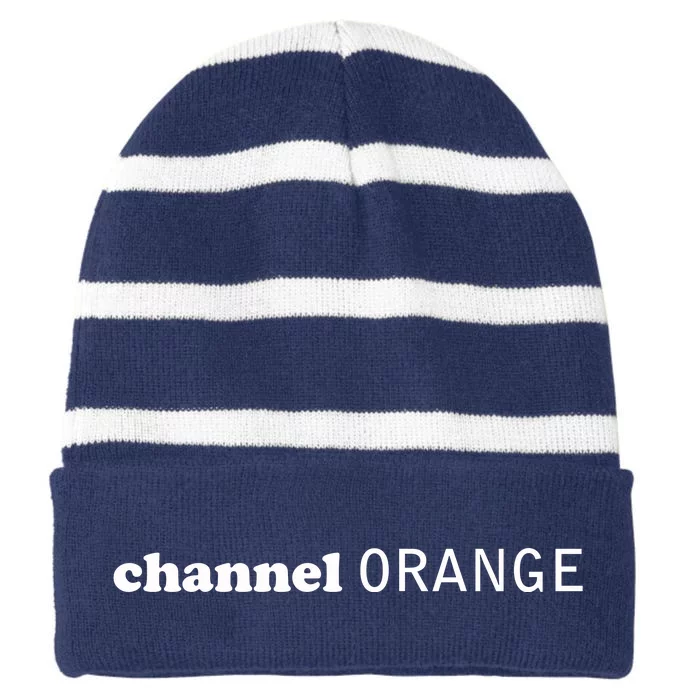 Channel Orange Striped Beanie with Solid Band