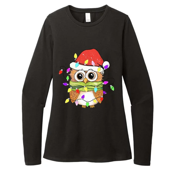 Cute Owl Christmas Lights Funny Family Xmas Holiday Costume Womens CVC Long Sleeve Shirt