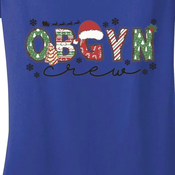 Christmas Obgyn Crew Obgyn Nurse Ultrasound Nurse Crew Gift Women's V-Neck T-Shirt