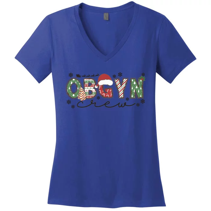 Christmas Obgyn Crew Obgyn Nurse Ultrasound Nurse Crew Gift Women's V-Neck T-Shirt