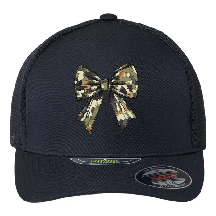 Camouflage Old Camo Bow Camo Coquette Bow Hunting Women Girl Flexfit Unipanel Trucker Cap