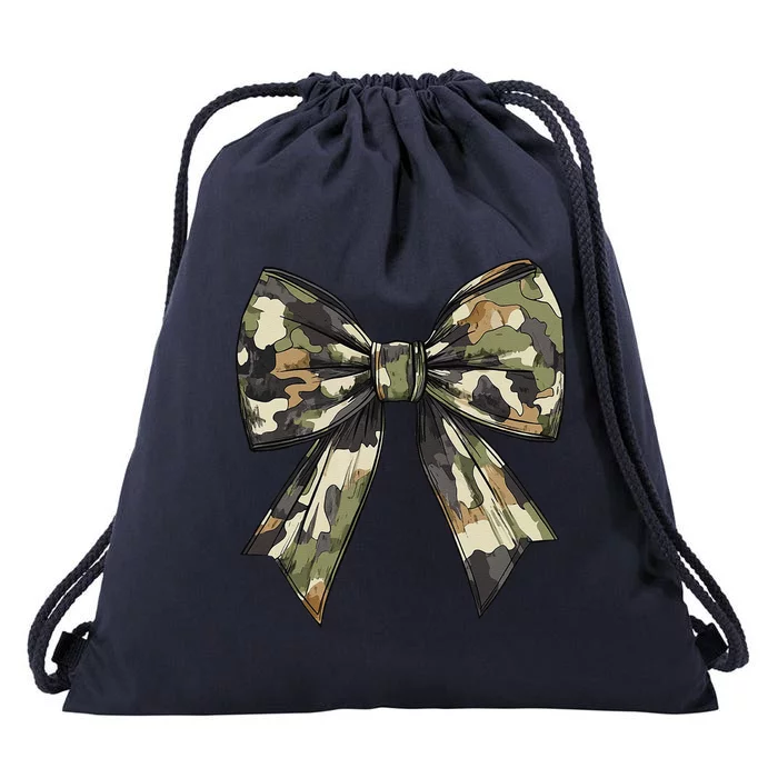 Camouflage Old Camo Bow Camo Coquette Bow Hunting Women Girl Drawstring Bag