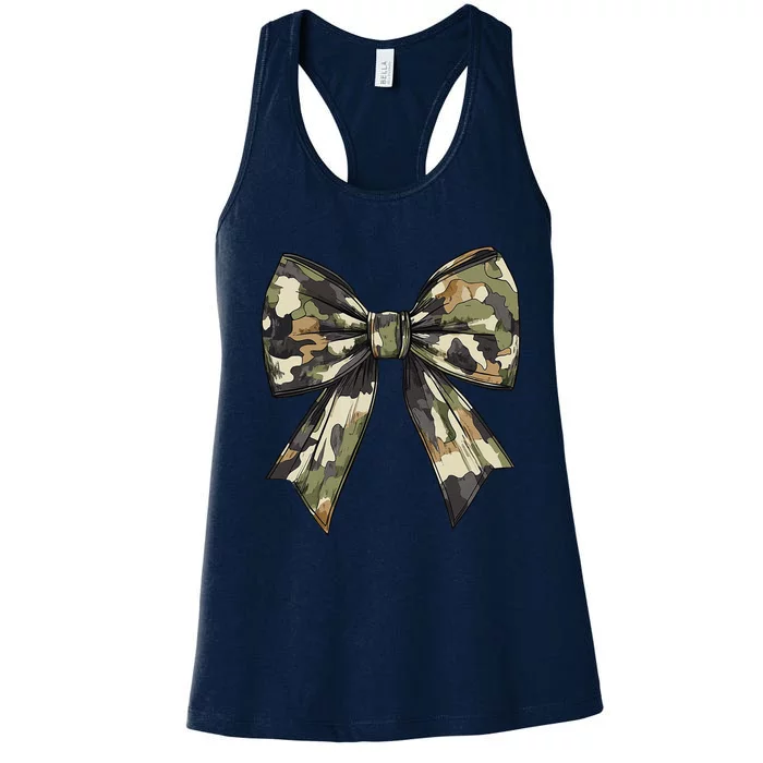 Camouflage Old Camo Bow Camo Coquette Bow Hunting Women Girl Women's Racerback Tank